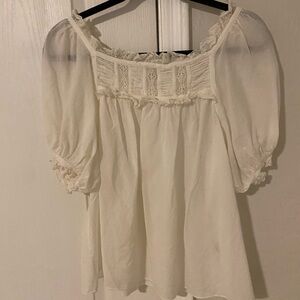 Doen Cream Lace Detail Blouse